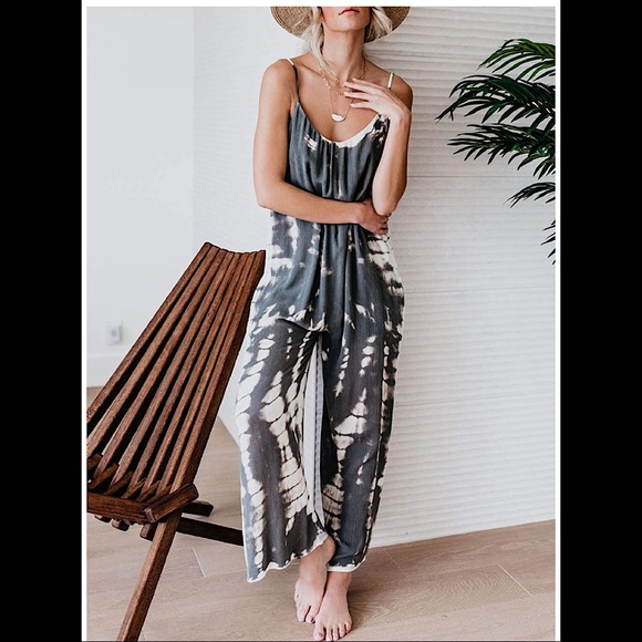 Pants - 🆕 Tie Dye Baggy Spaghetti Strap Wide Leg J…